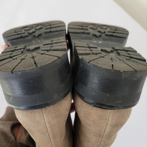 All Saints Lace Up Side Zipper Tan Taupe Suede Lug Combat Boots - Picture 10 of 13